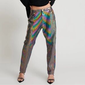 NWT One Teaspoon Rainbow Sequin Boyfriend Jeans